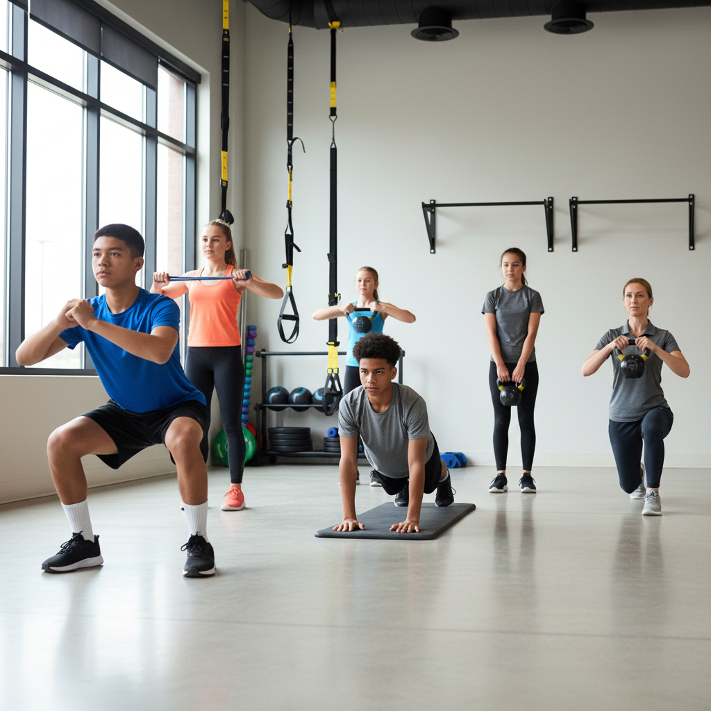 Teen athletes participating in small group training session for sports performance in San Antonio