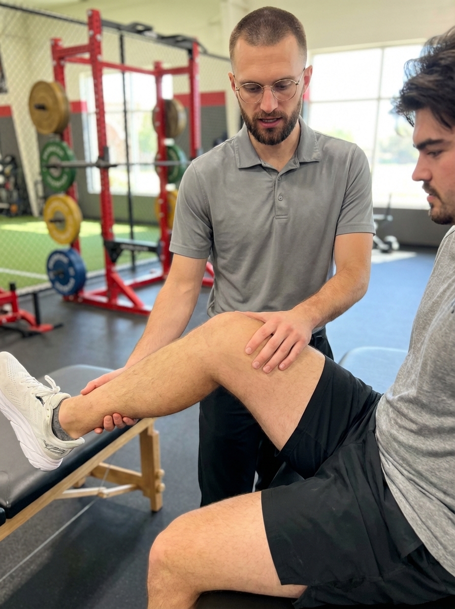  Patient working with a provider at a performance physical therapy clinic in San Antonio