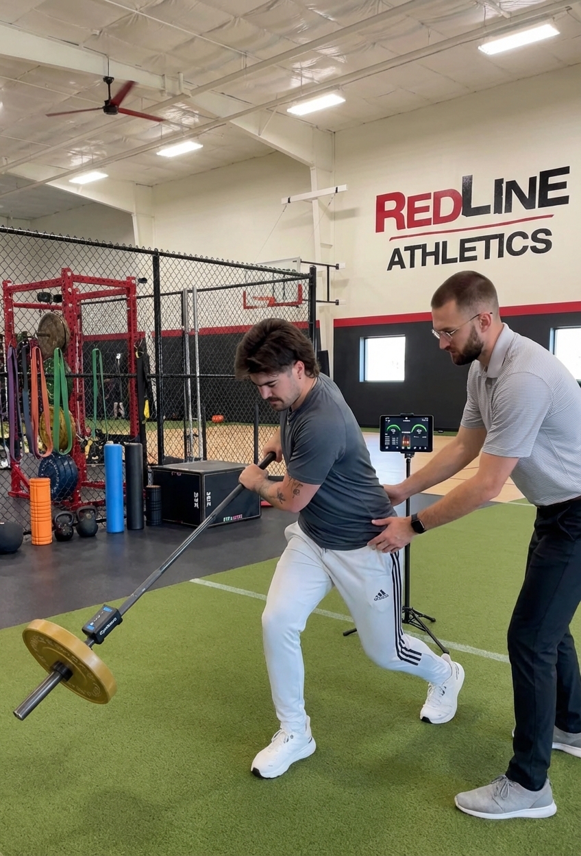 Athlete receiving sport-specific rehabilitation at a physical therapy clinic in San Antonio