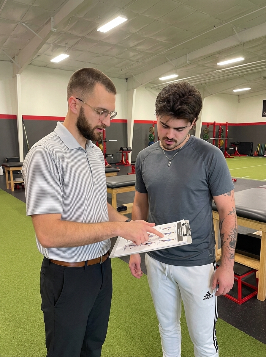  Patient working with a provider at a performance physical therapy clinic in San Antonio